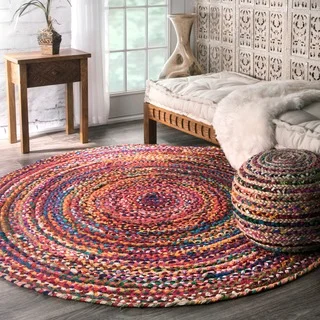 The Curated Nomad Grove Handmade Braided Multicolor Rug (8' Round)