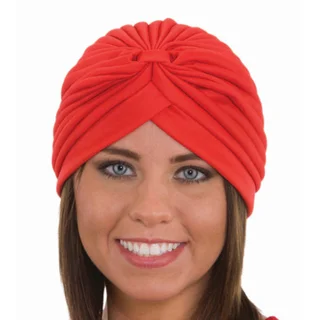 Red Spandex Pleated Turban Adult Psychic Genie Fortune Teller Hat