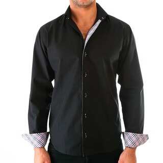 Luciano Mens Slim Fit Cotton Shirt by Vince Barbera Black