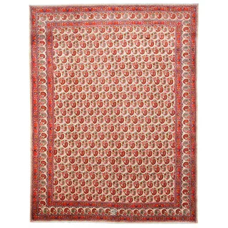 Hand-knotted Wool Ivory Traditional Oriental Paisley Mood Rug (10'8 x 13'10)