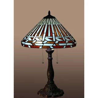 Natasha 2-light Striped-pattern 26-inch Tiffany-style Table Lamp