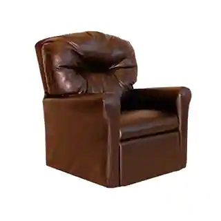 Dozydotes Contemporary Child Rocker Recliner Chair - Pecan Brown Leather-Like