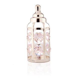 Matashi Silverplated Genuine Crystals Highly Polished Baby Bottle Ornament