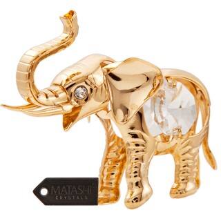 Matashi 24k Goldplated Genuine Crystals Mini Elephant Ornament