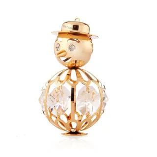 Matashi 24k Goldplated Genuine Crystals Snowman Ornament