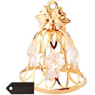 Matashi 24k Goldplated Genuine Crystals Wedding Bell Ornament