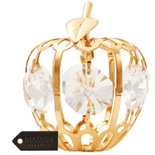 Matashi 24k Goldplated Genuine Crystals Mini Apple Ornament