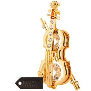 Matashi 24k Goldplated Genuine Crystals Highly Polished Violin Ornament