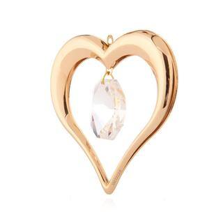 Matashi 24k Goldplated Genuine Crystals Highly Polished Heart Ornament