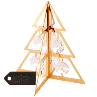 Matashi 24k Goldplated Genuine Crystals Highly Polished Christmas Tree Ornament
