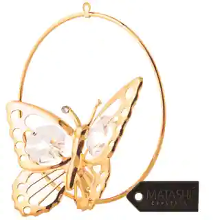 Matashi 24k Goldplated Crystal Butterfly Ornament