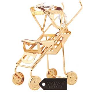 Matashi 24k Goldplated Genuine Crystals Baby Stroller Ornament
