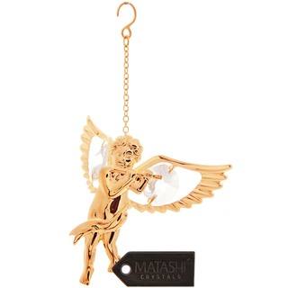 Matashi 24k Goldplated Genuine Crystals Angel Playing the Flute Ornament
