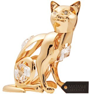 Matashi 24k Goldplated Genuine Crystals Cat Ornament