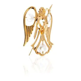 Matashi 24k Goldplated Genuine Crystals Guardian Angel with Spade Ornament
