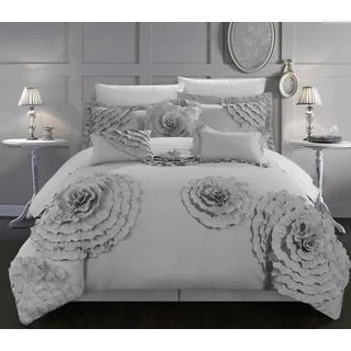Chic Home 7-piece Buxton Silver Oversized Comforter Set