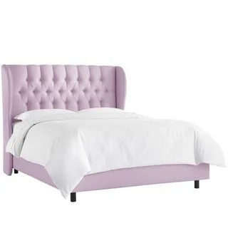 Skyline Furniture Tufted Wingback Shantung Lilac Bed