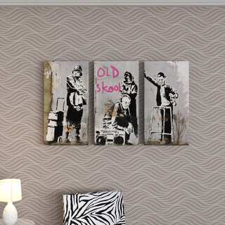 'Banksy 'Old Skool' Triptych Gallery Wrapped Canvas Wall Art