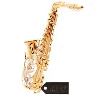 Matashi 24K Gold Plated Saxophone Ornament with Genuine Matashi Crystals