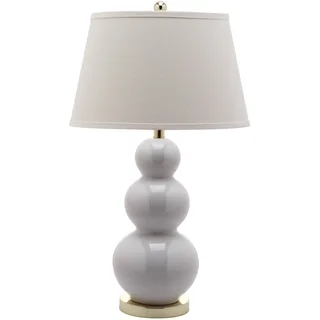Safavieh Lighting 27-inch Pamela White Triple Gourd Ceramic Table Lamp