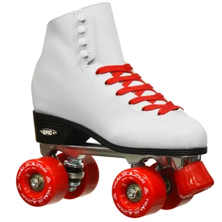 Epic Classic High-Top Quad Roller Skates White with Red Wheels