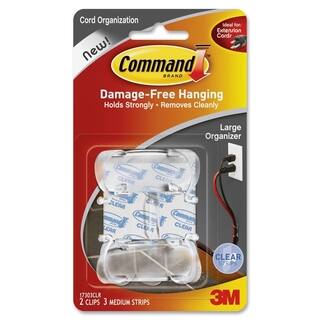 Command Clear Large Cord Clips w/Clear Strips 17303CLR - 2/PK
