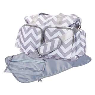 Trend Lab Grey and White Chevron Deluxe Duffel Diaper Bag