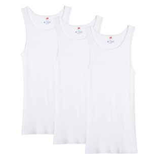 Hanes Men's X-Temp Big and Tall White Tank Undershirts (Pack of 3)