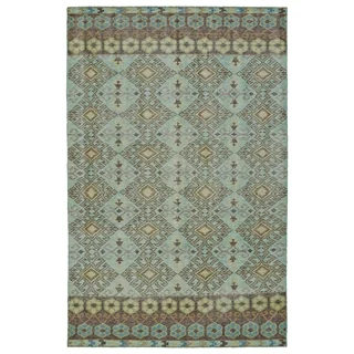 Hand-Knotted Vintage Turquoise Kilim Rug (5'6 x 8'6)