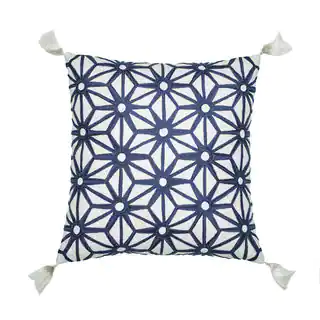 Jill Rosenwald Greek Key Navy Embroidered Decorative Pillow