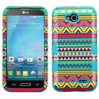 Insten Green Tribal Sun Hard PC/ Silicone Dual Layer Hybrid Rubberized Matte Case Cover For LG Optimus L90