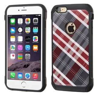 Insten Diagonal Plaid Hard PC/ Silicone Dual Layer Hybrid Rubberized Matte Case Cover For Apple iPhone 6 Plus/ 6s Plus
