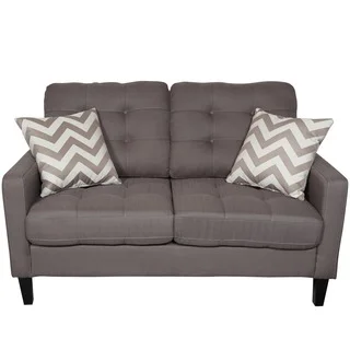 Porter Hamilton Otter Taupe Contemporary Loveseat with Woven Chevron Accent Pillows