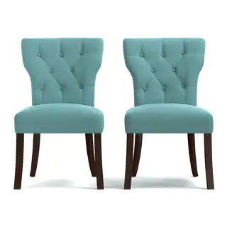 Portfolio Sirena Turquoise Blue Velvet Upholstered Armless Dining Chairs (Set of 2)