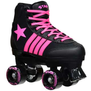 Epic Star Vela Black and Pink Quad Indoor/ Outdoor High-Top Quad Roller Skates