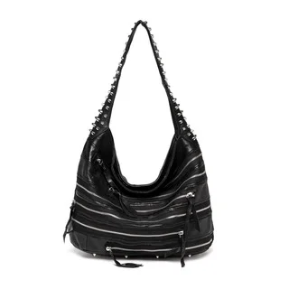 Vicenzo Leather Swagger Studded Hobo Handbag