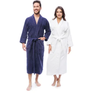 Superior Collection Luxurious Egyptian Cotton Unisex Terry Bath Robe Large Size in White (As Is Item)