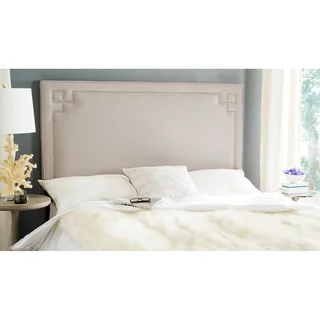 Safavieh Remington Taupe Linen Upholstered Greek Key Headboard (King)