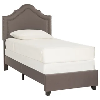 Safavieh Theron Dark Taupe Linen Upholstered Bed (Twin)