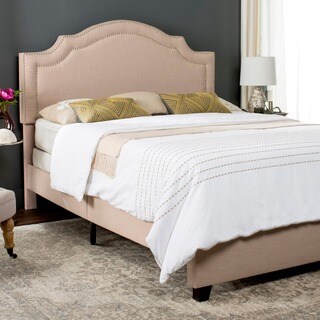 Safavieh Theron Light Beige Linen Upholstered Bed (Twin)