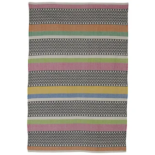 Indian Maya Pink Multicolored Cotton Rug (6' x 9')
