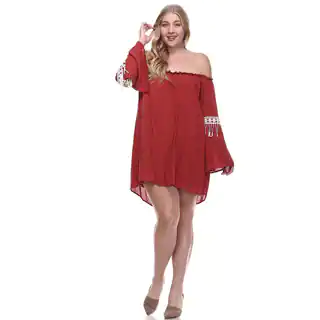 Women's Plus Size Contrast Off Shoulder Above Knee Mini Dress