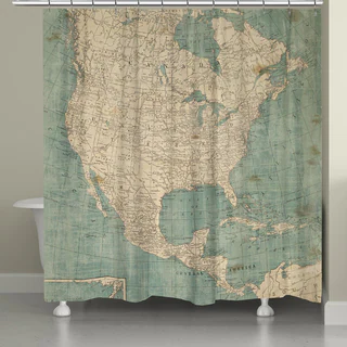 Laural Home Map of North America Shower Curtain (71 inches x 72 inches)