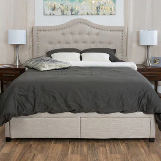 Dante Upholstered Tufted Fabric Bed Set with Drawers by Christopher Knight Home