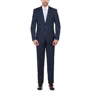 Rivelino Cobalt Blue Micro-Stripe Slim Fit Wool Two Piece Suit