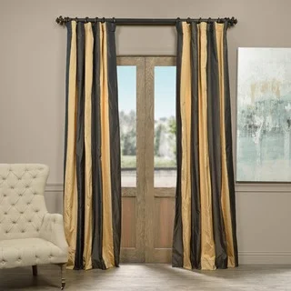 Exclusive Fabrics Madrid Faux Silk Taffeta Stripe Curtain Panel
