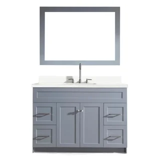 Hamlet 49-inch Single Sink Vanity Set with White Quartz Countertop in Grey