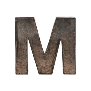 Metal Alphabet Wall Decor Letter 'M' Galvanized Finish Bronze