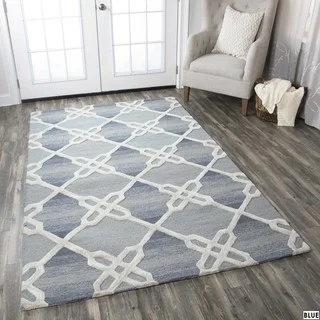 Rizzy Home Caterine Collection Blue and Khaki Area Rug (9'x 12')
