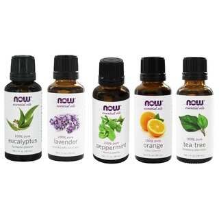 Now Foods 1-ounce Essential Oils Pack of 5 (Eucalyptus, Lavender, Peppermint, Orange, and Tea Tree Oil)